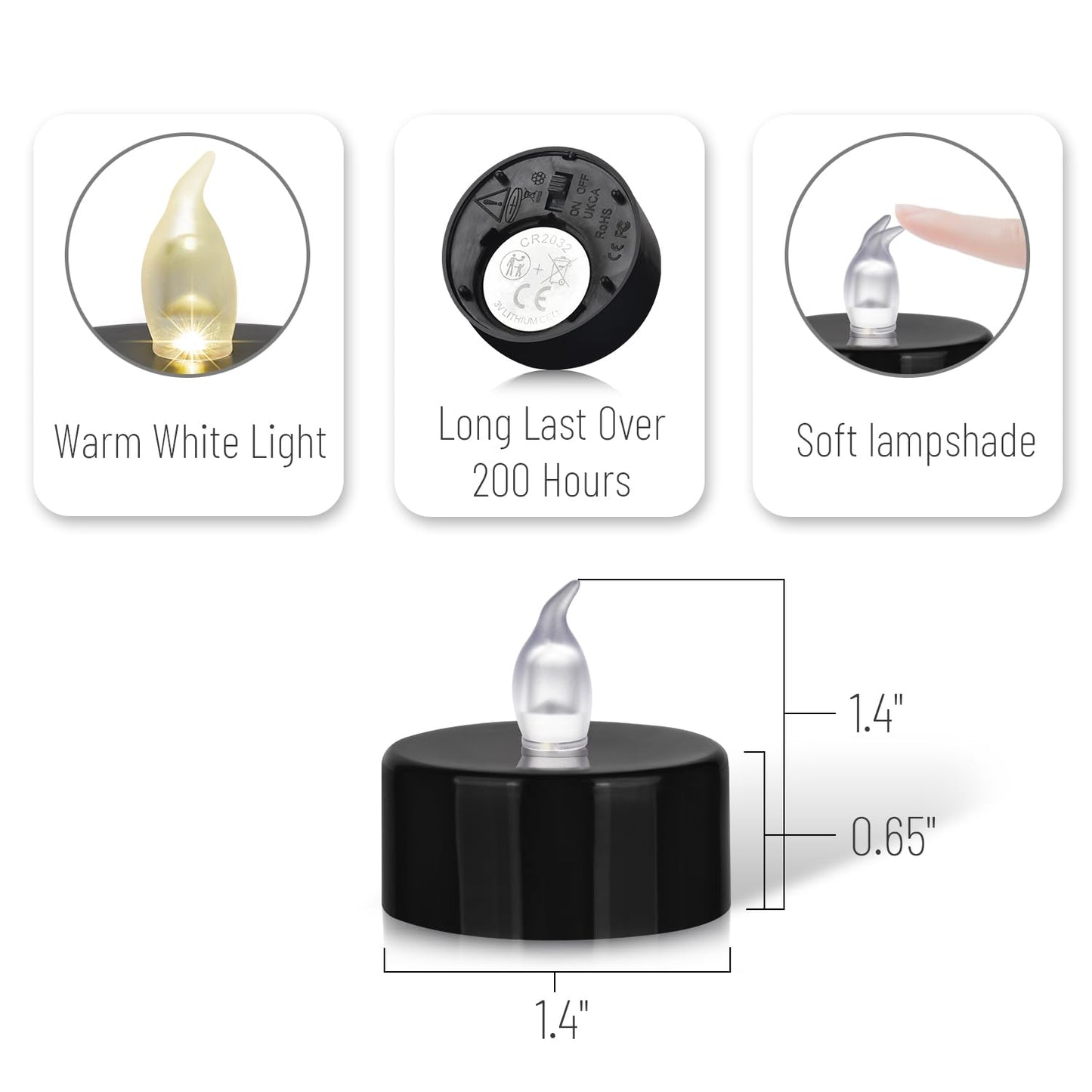 Tappovaly Black Tea Lights Candles Battery Operated, 24 Pack Electric Flameless Votive Candles Long Lasting 200 Hours, LED Flickering Tealight Candle for Halloween Holiday Party Home Decoration