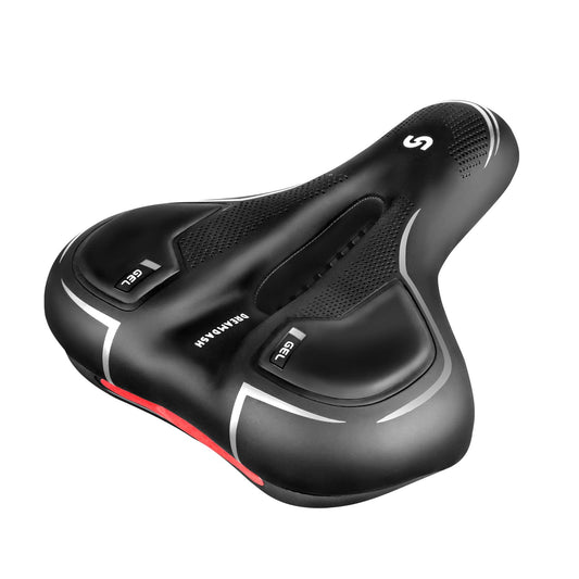 DREAMDASH Comfort Bike Saddle,Waterproof PU Bicycle Seat with Silicone Gel & Memory Foam Shock Absorbing,25x21cm Soft Bike Seat Replacement for Men Women,Mountain City Stationary Spin Bike