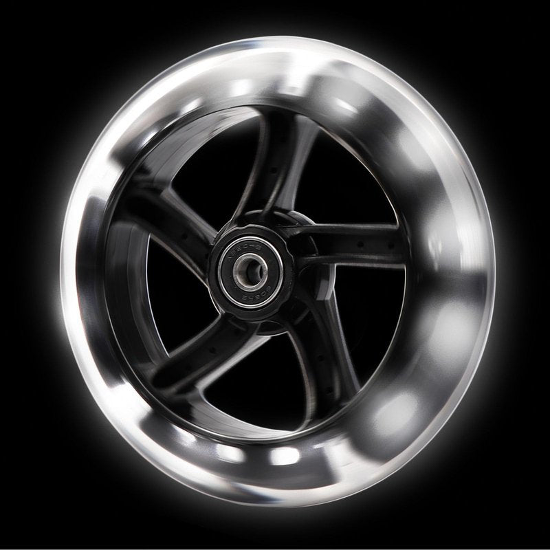 Gladeer Front/Rear Swing Wiggle Scooter 145mm White Flashing PU Replacement Wheels for 3-Wheeled Y Fliker A3 B3 C3 SP3 F3 Lift Scooter (2)