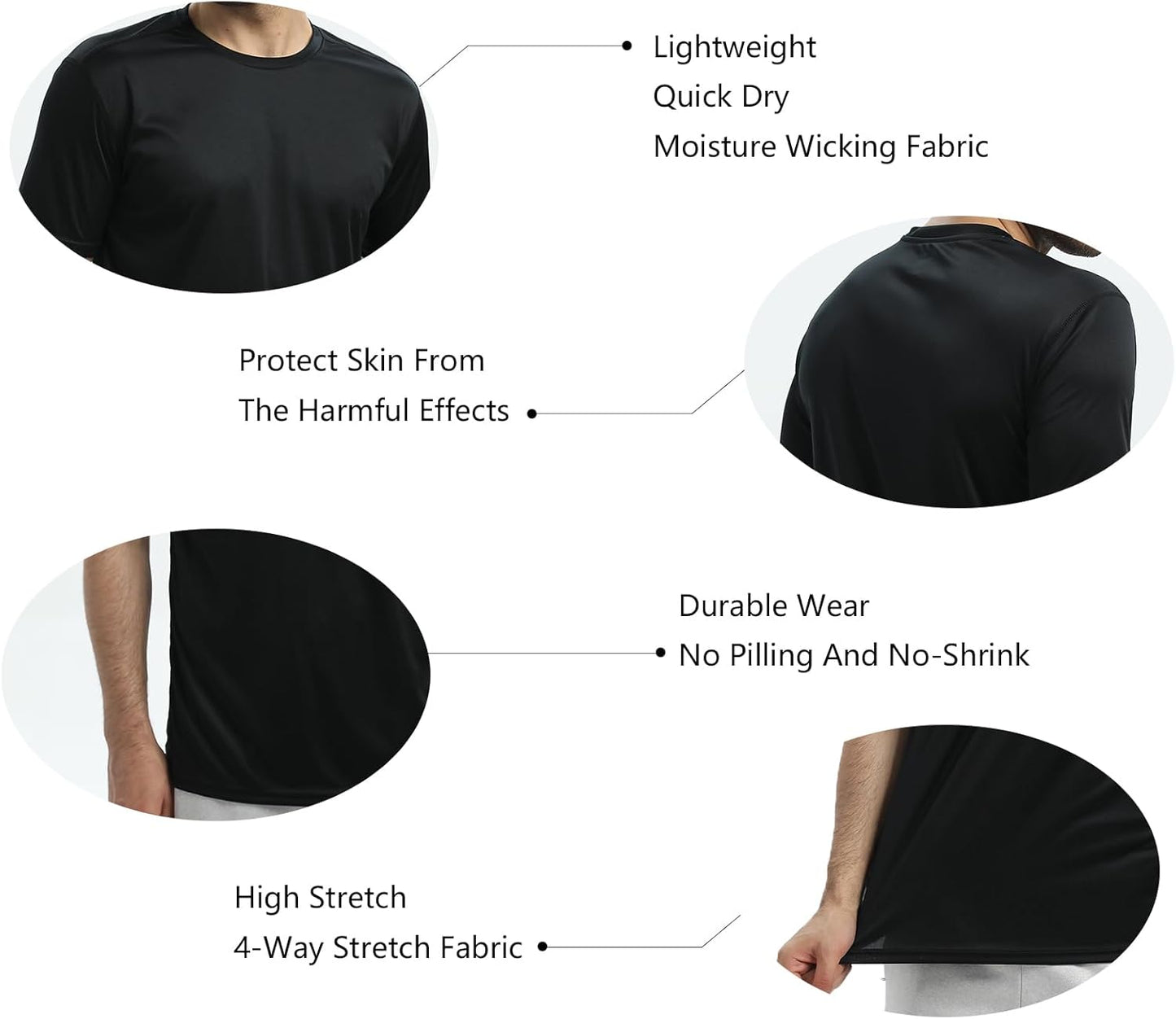 Skiennix Men's Quick Dry T-Shirts - Lightweight 5-Pack Short Sleeve Workout Tops for Gym & Running