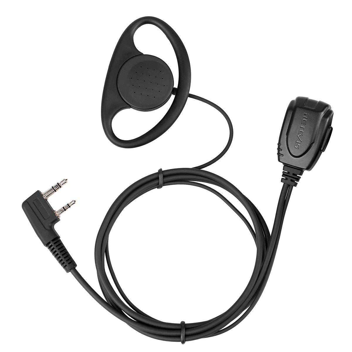 Retevis Walkie Talkie Earpiece with Mic, D Shape, Double Wire, 2 Pin, for RT22 RT68 RT21 H-777 RT86A, Compatible with Pxton, Baofeng BF-888S, Kenwood Walkie Talkie, Two Way Radio Headset(10 Pack)