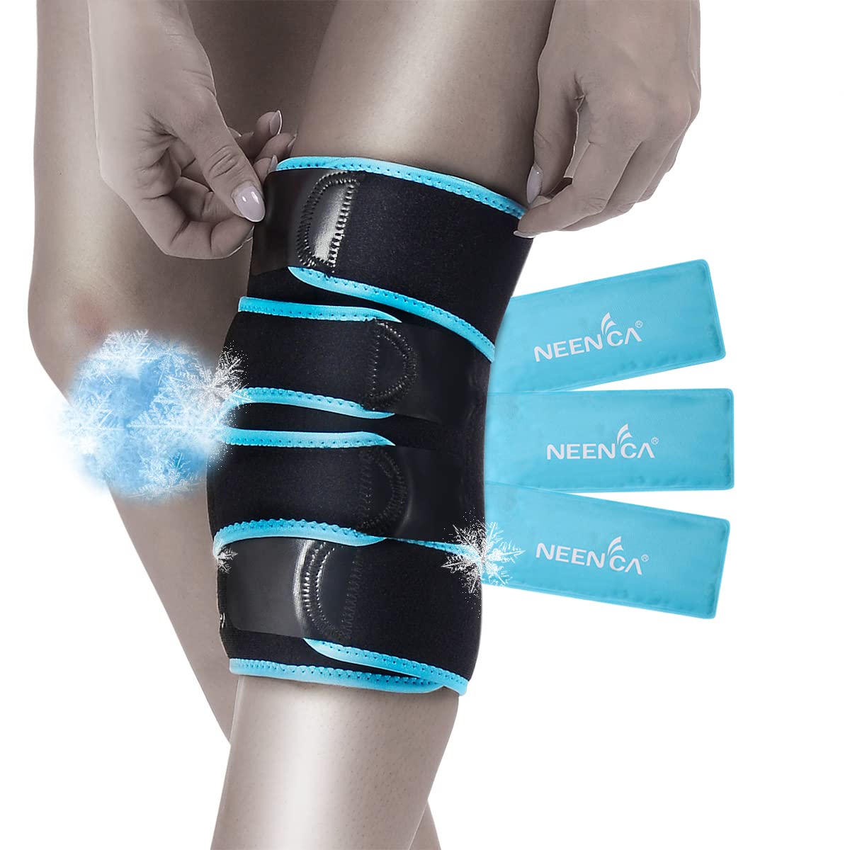 NEENCA Knee Brace with Ice Pack Wrap, Medical Knee Wrap with 3 Reusable Gel Packs, Hot & Cold Therapy for Meniscus Tear, Joint Pain, Knee Pain Relief, Knee Surgery, Sprain & Swelling