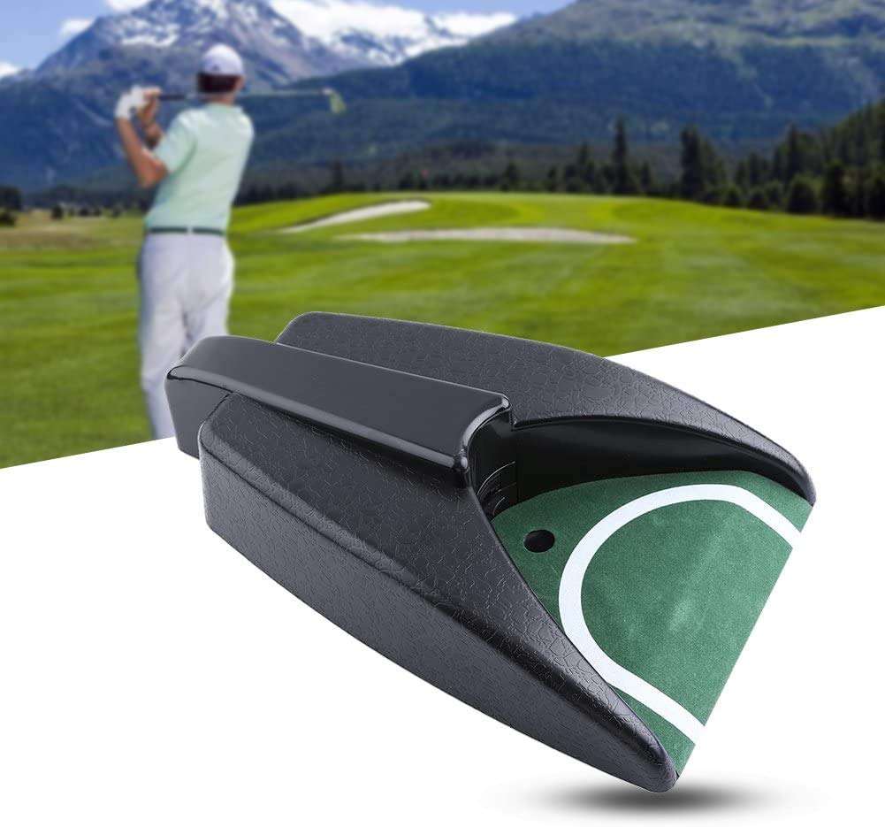Golf Accessories Putting Plate with Return Spring,Golf Practice Mat with Automatic Ball Return,Indoor/Outdoor Use,Compact,Plastic,1 Hole