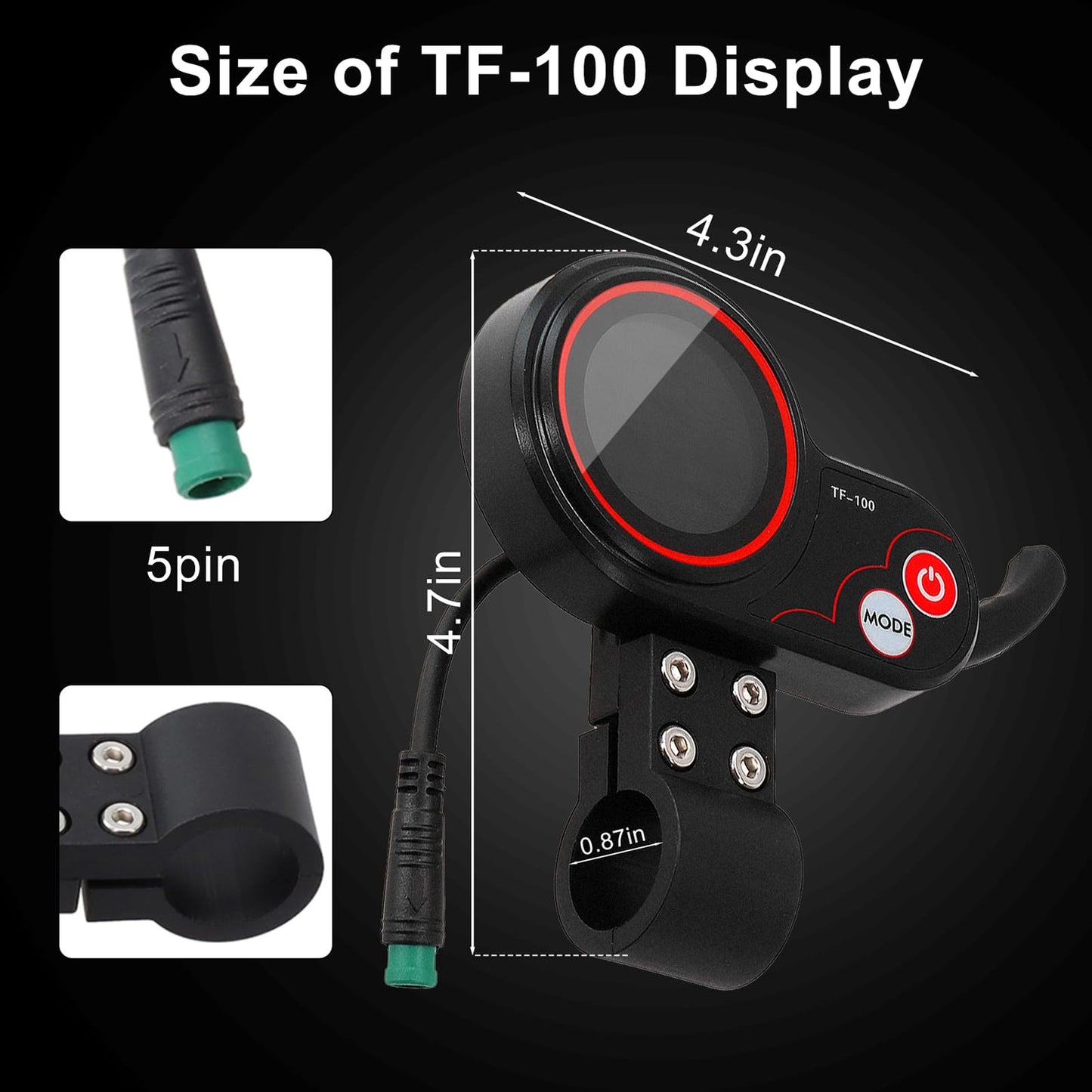 TF‑100 Display 5 Pin for KUGOO for M4 Electric Scooter Display Panel Communication Instrument KickScooter Controller LCD Dashboard Display Screen