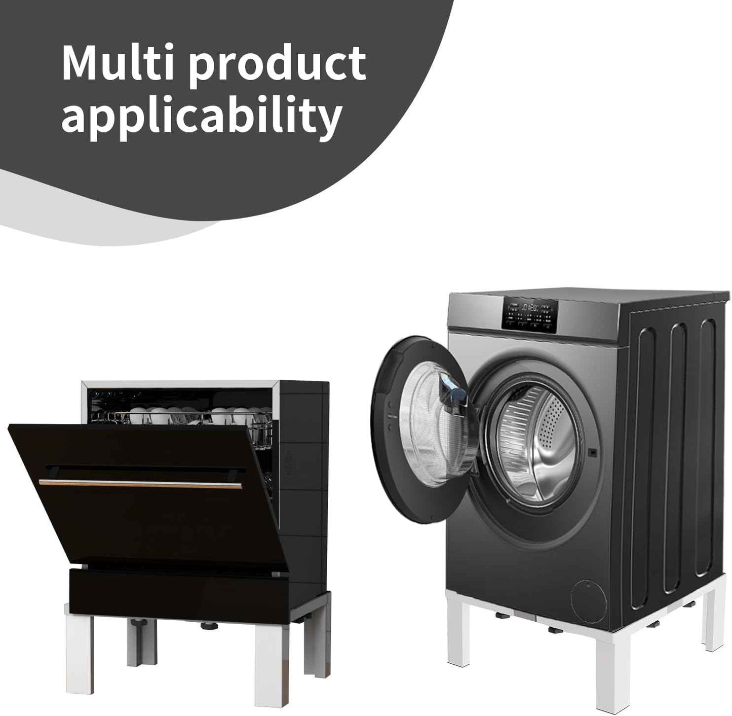 Heavy Duty Stainless Steel Mini Fridge & Washer Dryer Stand with 4 Strong Feet - Universal Appliance Base (Large)