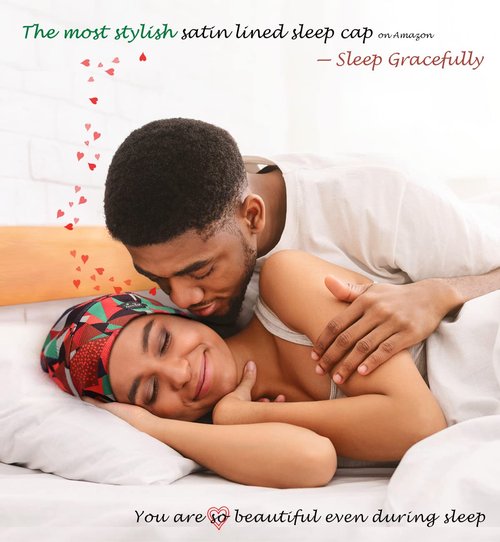 Breathable Sleep Cap - Satin Lined Hair Cover - Soft Night Wrap