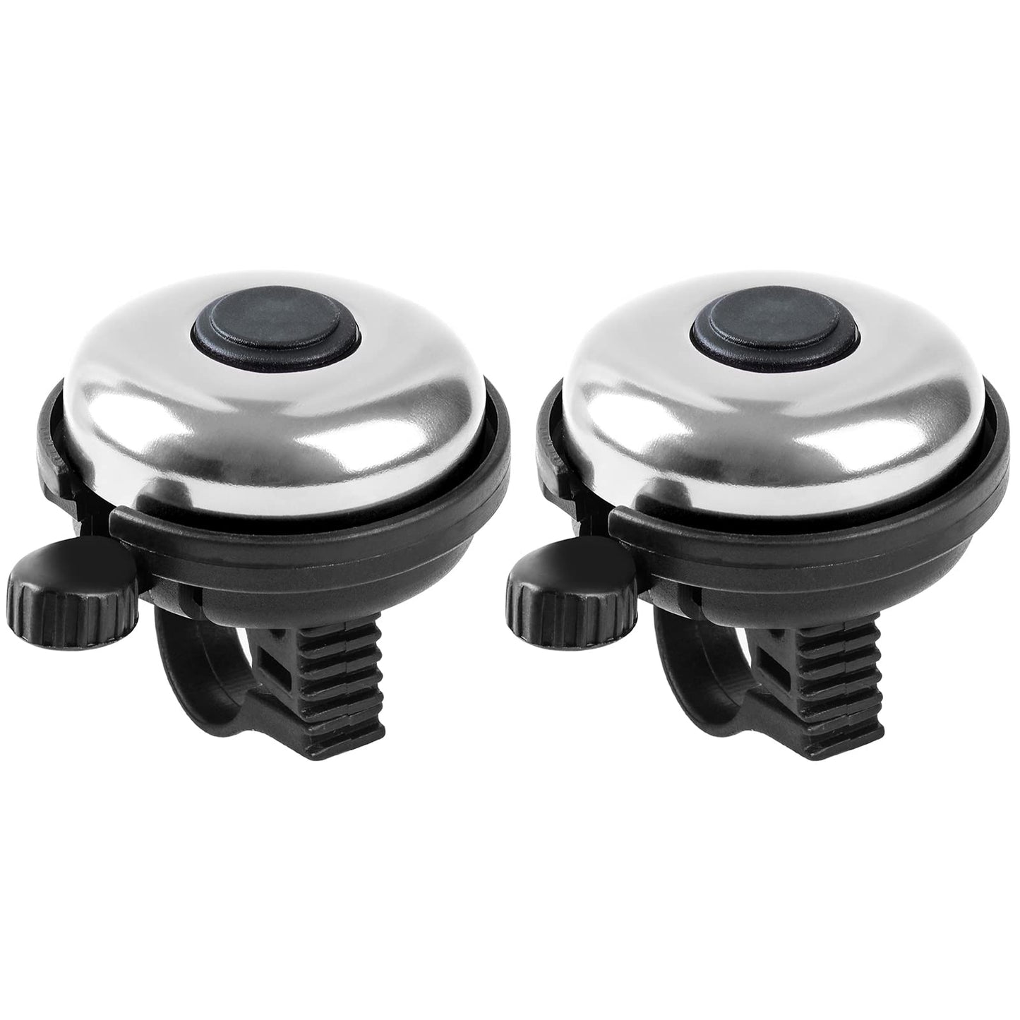 Xthuge Classic Bike Bell, Aluminum Bicycle Bell, Loud Crisp Clear Sound Bicycle Bike Bell for Adults Kids(Silver, Silver-Left Hand Use-2 Pack)