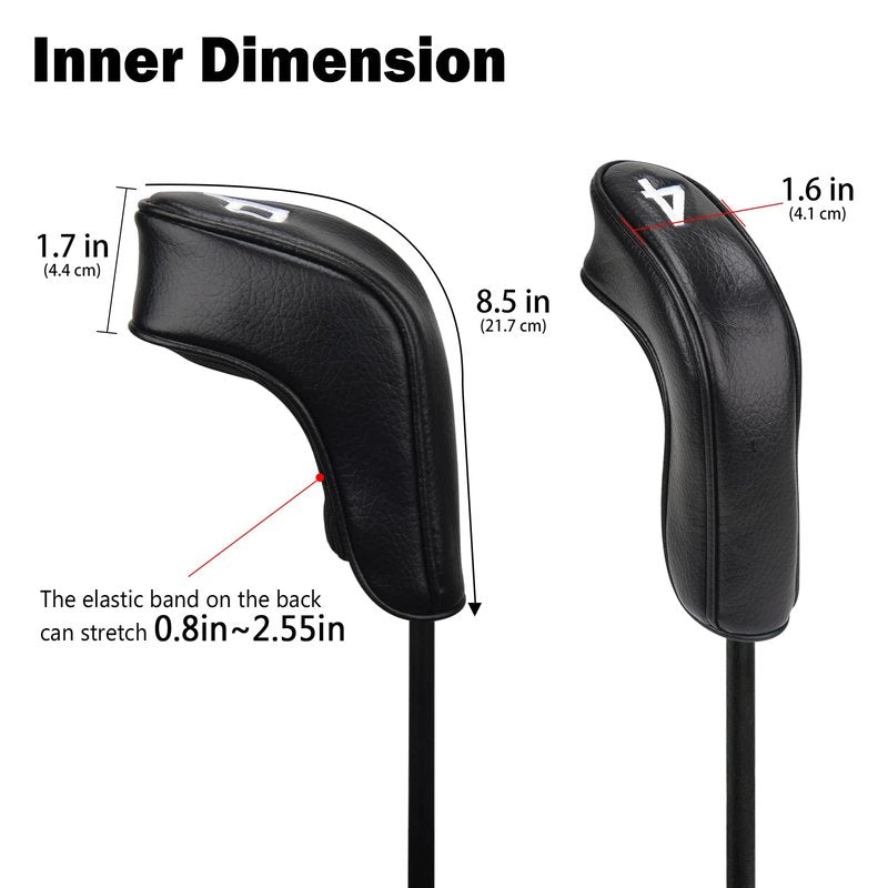 BIG TEETH Golf Hybrid Iron Head Cover 9Pcs Hybrid Head Covers Set Long Hybrid Iron Covers, Golf Club Covers W/Big NO. for Cleveland Launcher, Cobra T Rail Hybrid Irons (1set of 9pcs(4-9,P,A,S))
