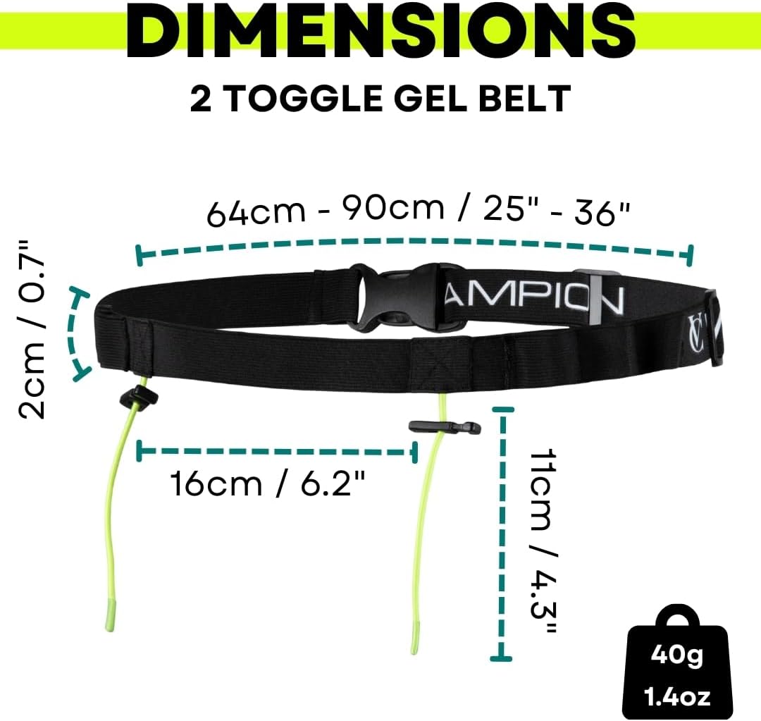 VeloChampion Lightweight Running Belt - Elasticated Fit with 6 Energy Gel Loops | No Pins Needed