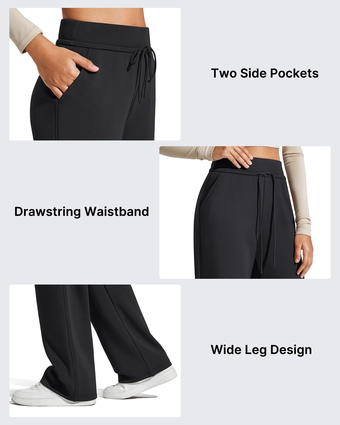 G4Free Tall Sweatpants Women Fleece Lined Pants Drawstring High Waisted Winter Daily Life Casual Thermal Pants with Pockets(Black,L,Tall)