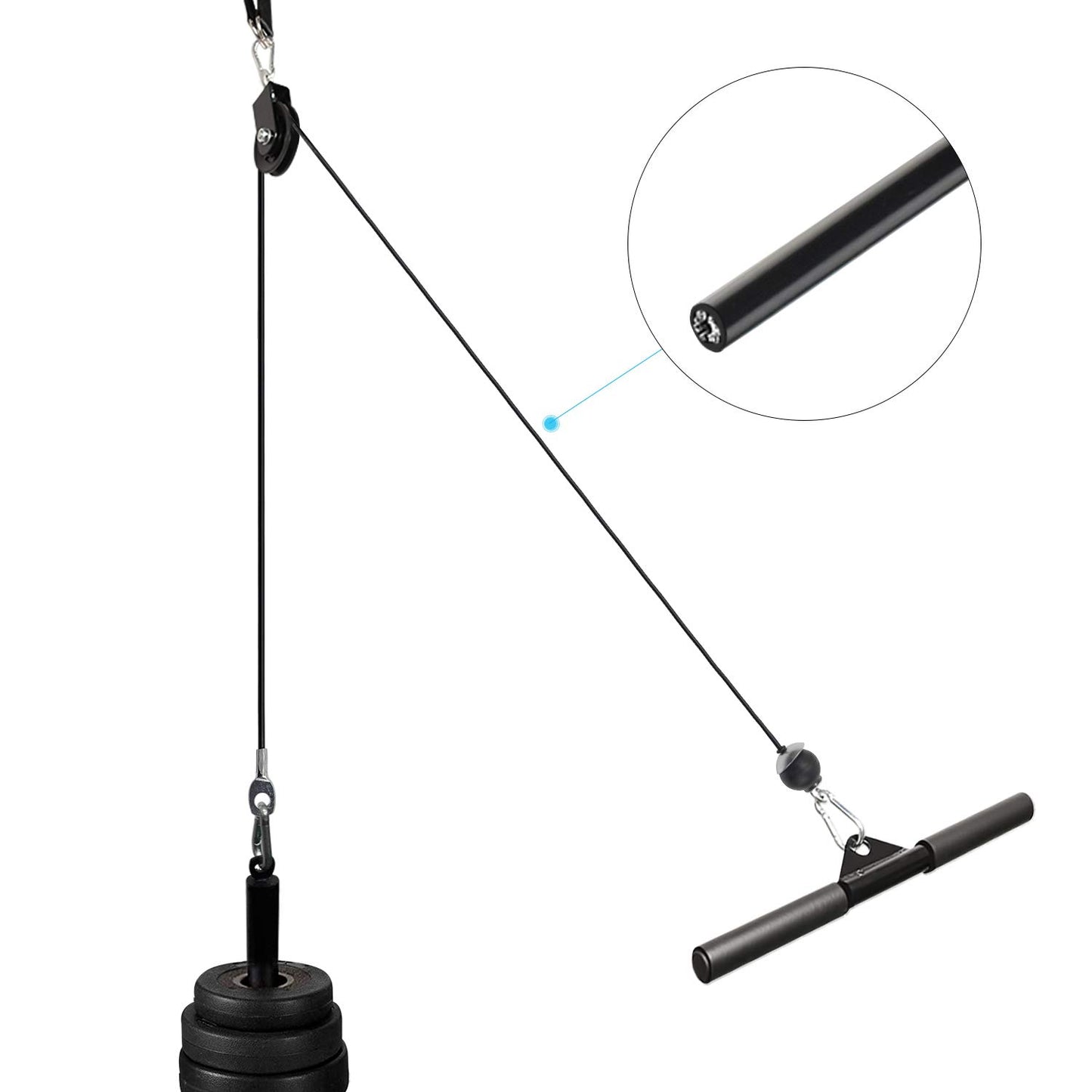 LFJ Replacement Gym Cable Fitness Pulley Cable Steel Wire Rope for Cable Machine Home Gym Weight Lift Pulley System (Fixed Length with Stopper, 118")