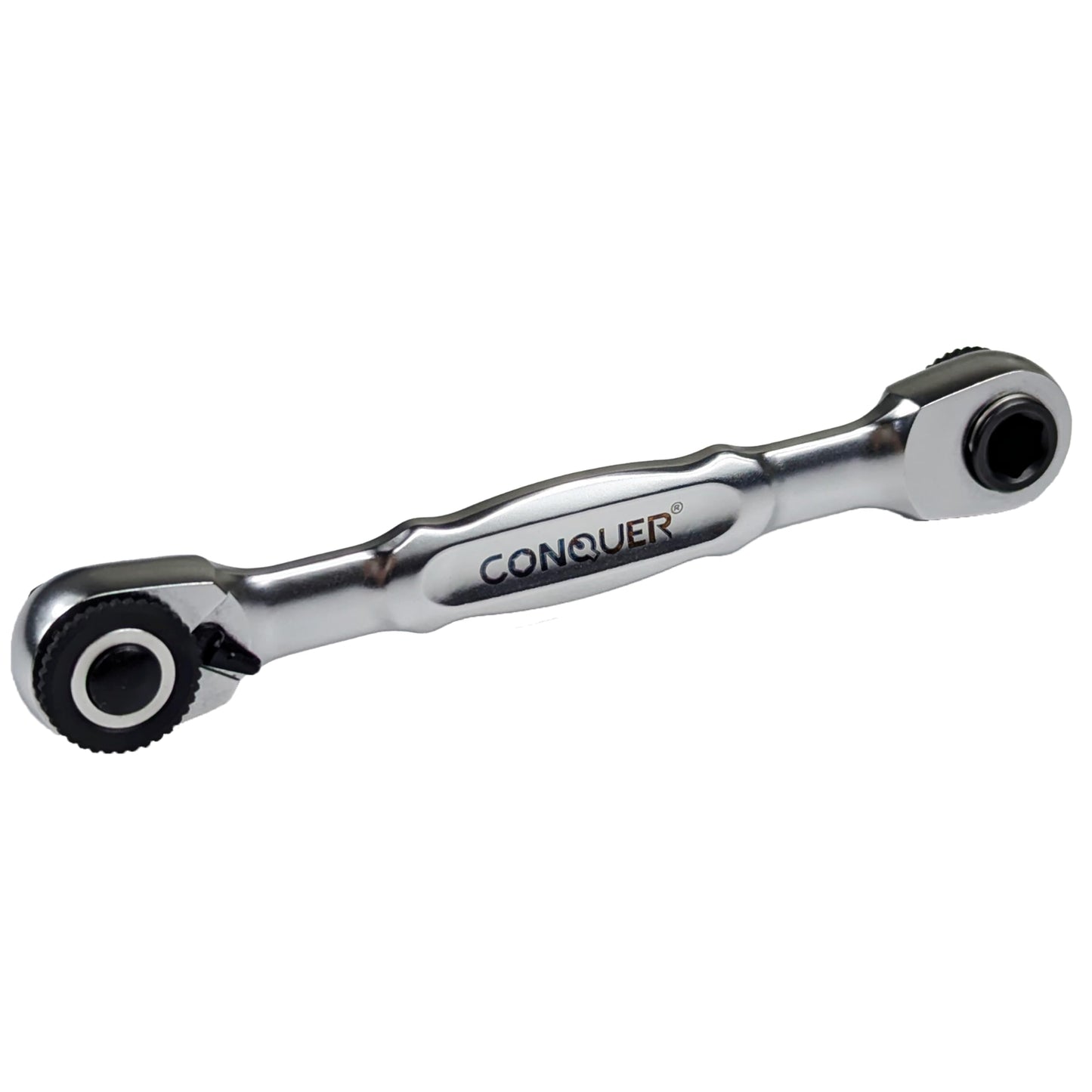 CONQUER Mini Combo Dual Ratchet Wrench with 1/4" Square Drive and Bit Drive High Torque 72-Tooth Gear Head and Spin Disk