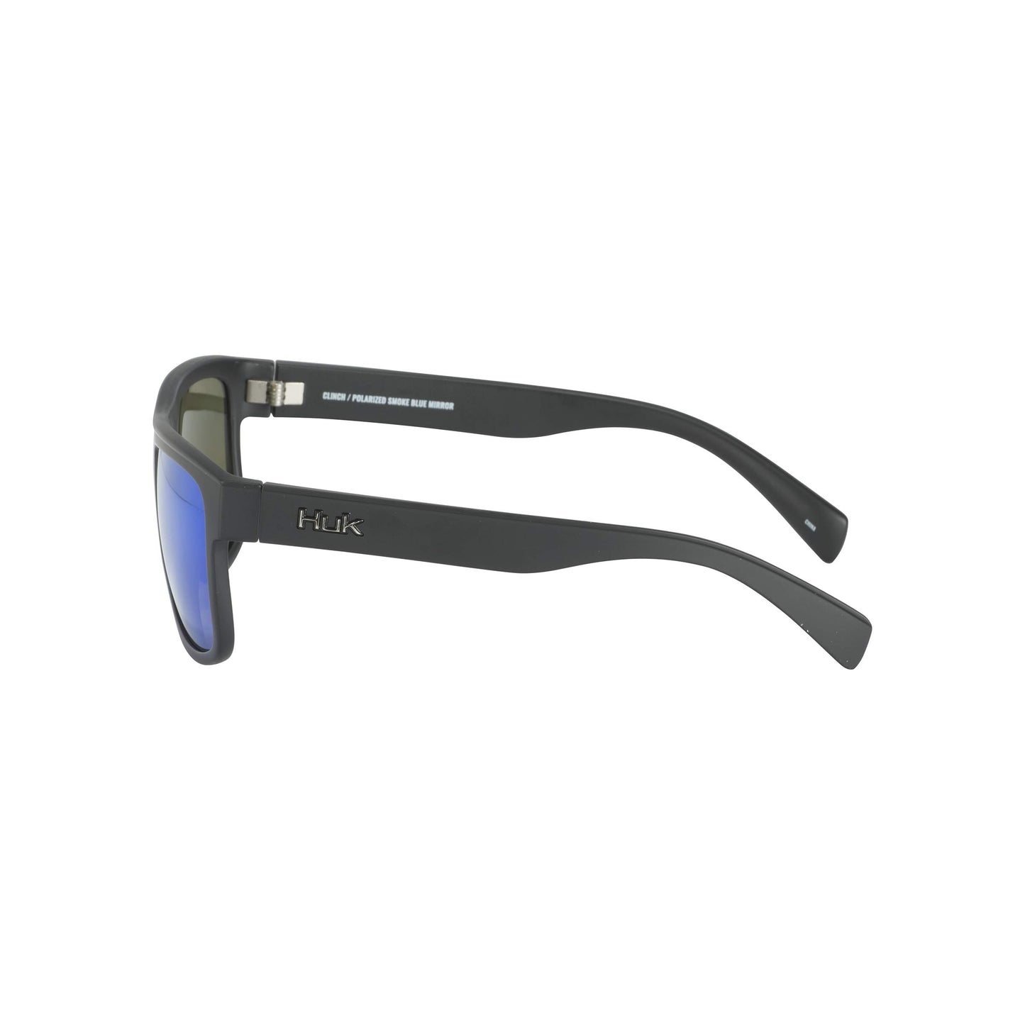 HUK Sunglasses, Polarized Lens Eyewear with Performance Frames, Fishing, Sports & Outdoors Sunglasses, (Clinch) Blue Mirror / Matte Black, Medium/Large
