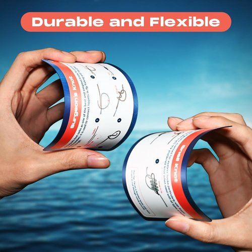 HOOK-EZE Fishing Knot Tying Cards - Waterproof Guide to 12 Essential Knots with Zinger Retractor | Perfect Fishing Gift for Beginners