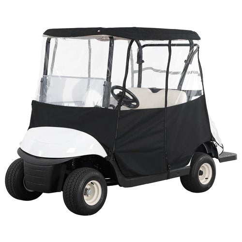 KEMIMOTO 600D Golf Cart Enclosure 2 Passenger Up to 54'', Fadesafe Golf Cart Rain Cover Waterproof, Roll-Up Dual Zipper Door Design Compatible with Club Car Precedent/Tempo/Onward, EZGO, Black