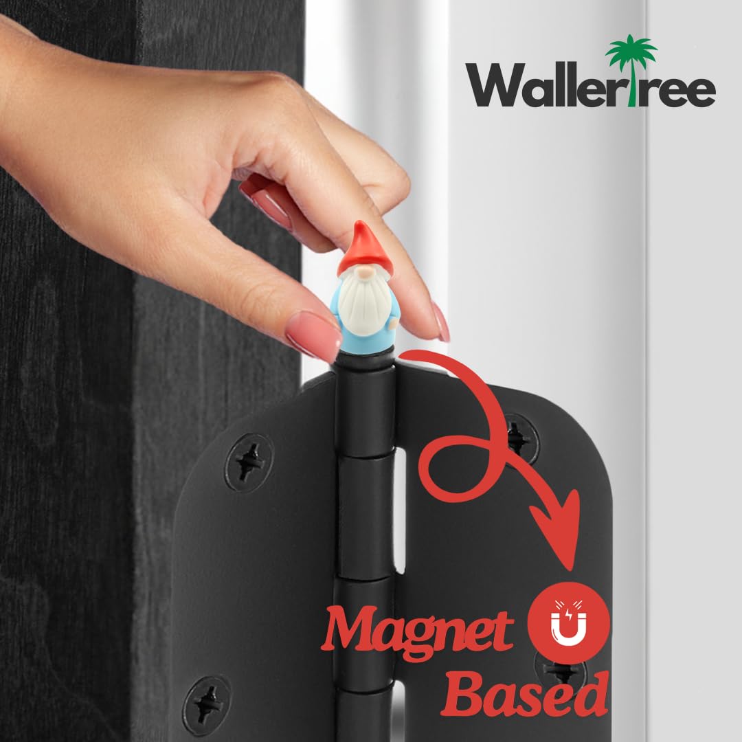 Hinge Head Gnome Set of 6 - Door Hinge Heads Decorative Topper - Magnetic Door Hinge Caps for Home Decoration