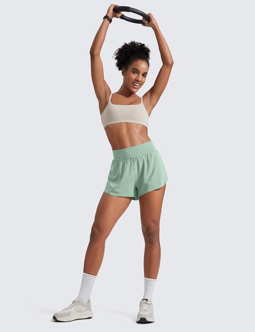 CRZ YOGA High Waisted Running Shorts - Comfy Mesh Liner for Women | Quick-Dry Athletic Gym Wear