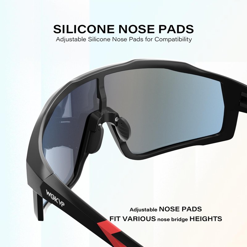 WGKVP Polarized Sports Sunglasses for Men and Women, UV403 Protection, Running and Cycling glasses (Black Red)
