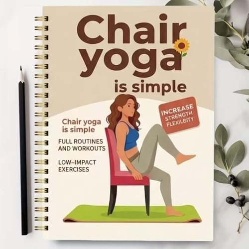 30-Day Chair Yoga Guide by [Brand Name] - 60 Workouts for Weight Loss & Flexibility | Spiral Bound, 5.5x8.3 Inch, Beige