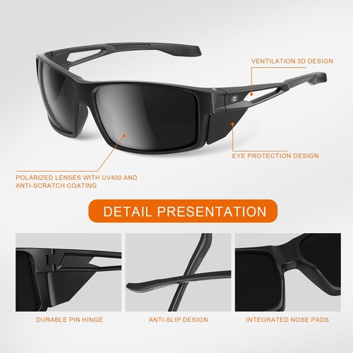 Sports Polarized Sunglasses for Men: Fishing Running Sun Glasses Womens Wrap Around Goggles UV400 Protection TR90