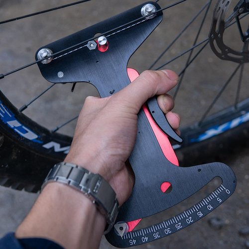 Zodazoqa Bicycle Spoke Tension Meters Measuring Tool Gauge Aluminum Alloy CNC Precise, Tension Adjustment Tool to fit All Spokes, Bicycle Wheel Spoke Manufacturing or Correction Accessories (Red)