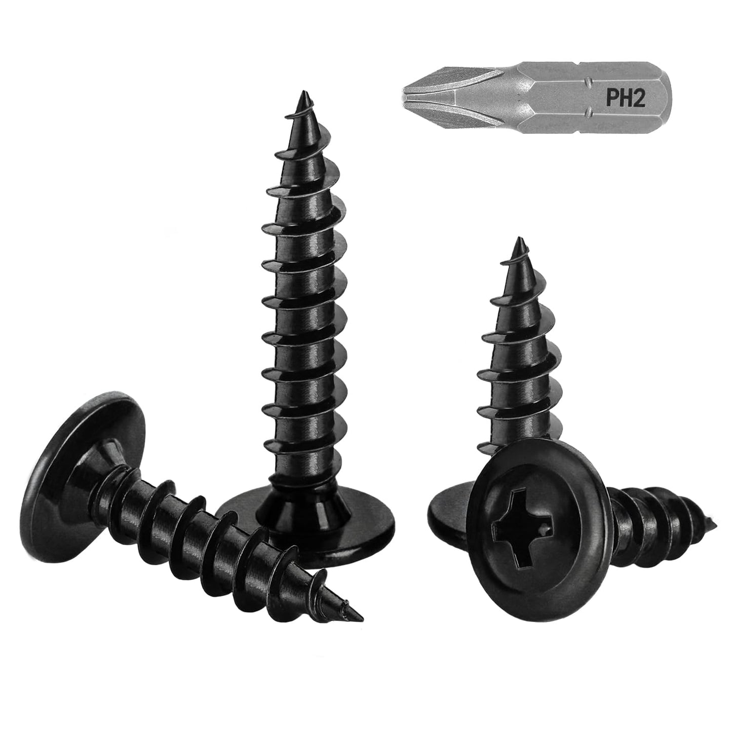 OUSCHR #10 x 1 Black Truss Head Wood Screws Fast Self Tapping Wafer Head, Alloy Steel, 100 PCS