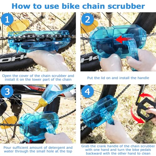 Bike Chain Cleaning Kit - 8 Piece Degreaser, Scrubber & Lube