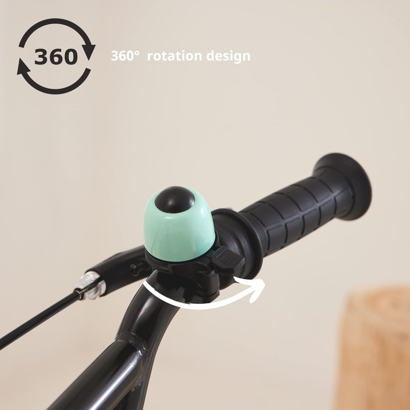 N+1 Macaron Brass Bike Bell - Classic Bicycle Bell with Double Sound Ringer for Kid Bikes, Road Bikes, Mountain Bikes (Spring Green)