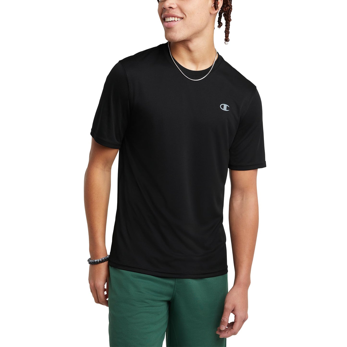 Champion Men’s Athletic T-Shirt – Lightweight, Moisture-Wicking, Anti-Odor, Inclusive Fit (S–4XL), Black, X-Large