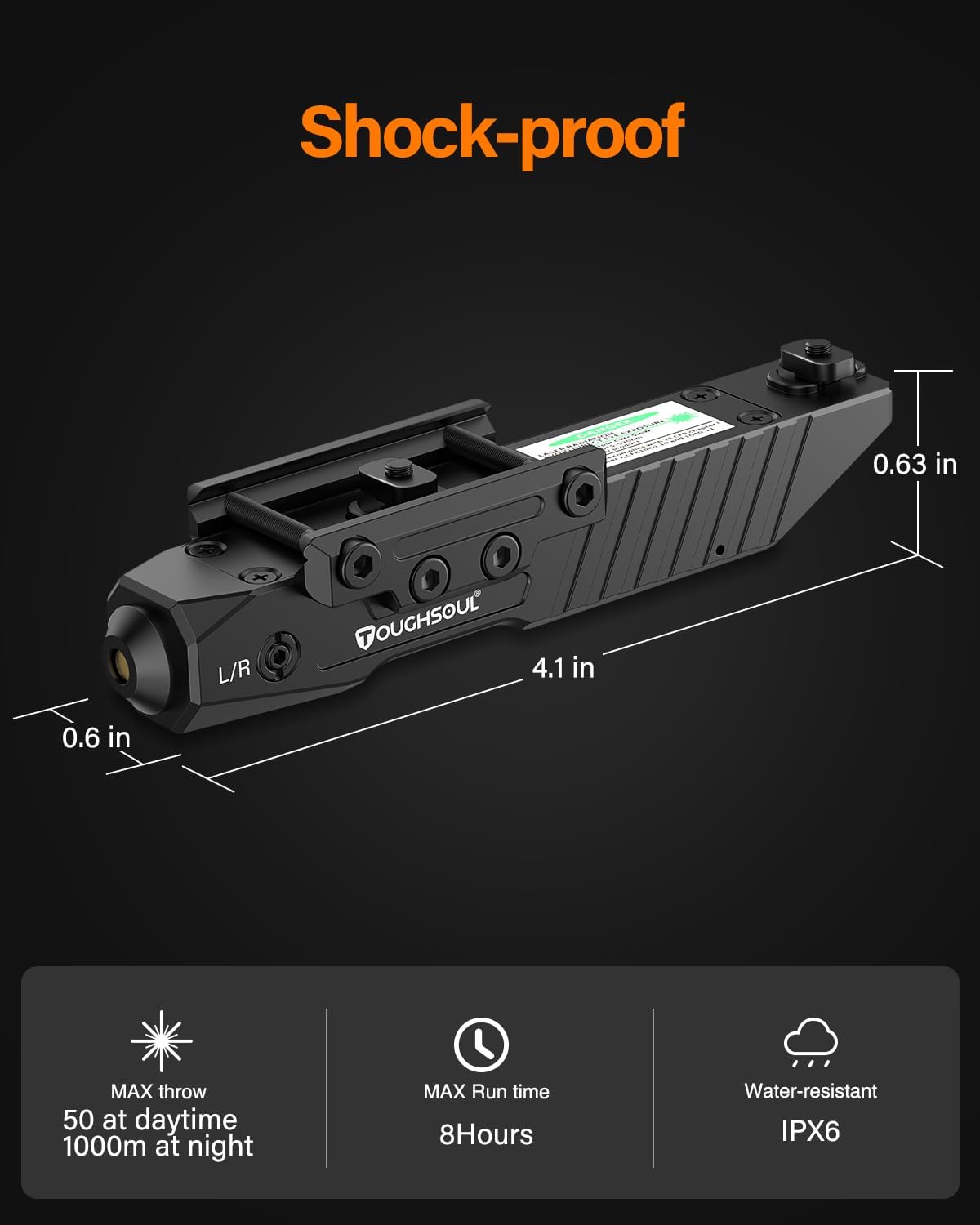 TOUGHSOUL Tactical Rifle Laser Sight - Rechargeable Low-Profile with Strobe Function | M-Lok/Picatinny Compatible