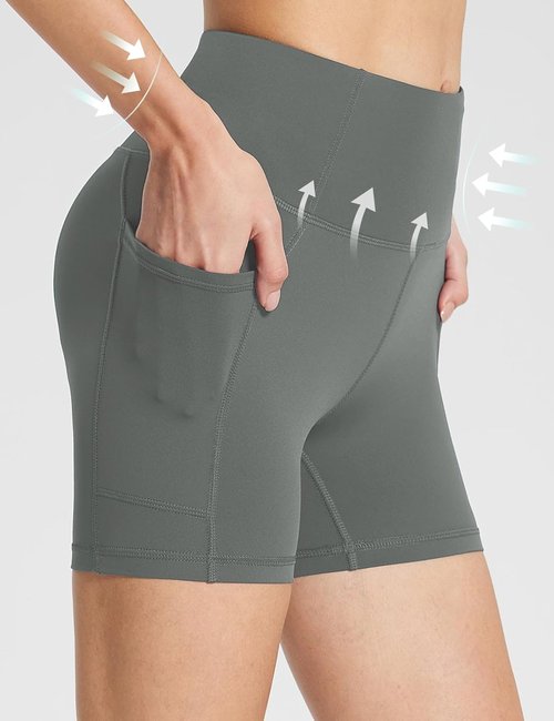 Baleaf Women's High Waist Biker Shorts - Comfortable Spandex Yoga & Gym Shorts with Pockets | 8"/5"/3" Sizes
