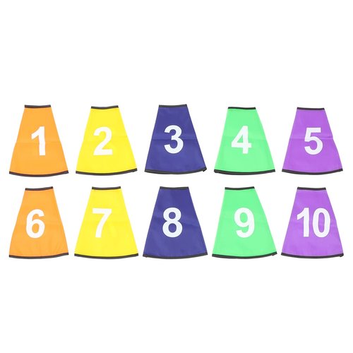 ibasenice 10 Pcs Numbered Cone Covers Sports Cones Covers Soccer Cone Collar Traffic Cones Training Marker Cone Number Cover for Soccer Basketball Football Outdoor Game