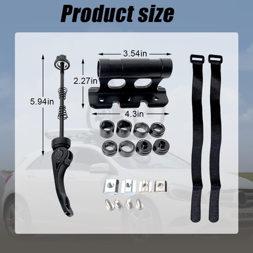 FUZIDDN Bike Fork Mount - Quick Release Thru Axle Adapter for Road/MTB, Aerospace-Grade Aluminum Roof Rack Carrier with Universal Adapters (Heavy Duty Bicycle Stand Holder)