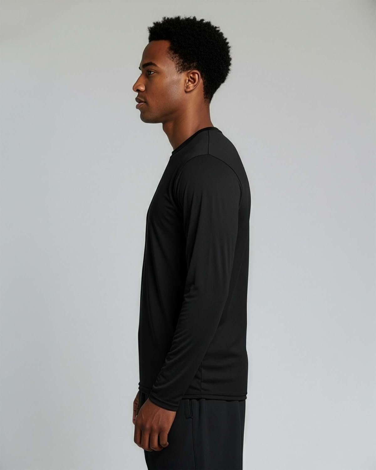 Real Essentials Men's Long Sleeve Dry Fit T-Shirts - UPF 50 Wicking Workout & Hiking Tees | 4 Pack
