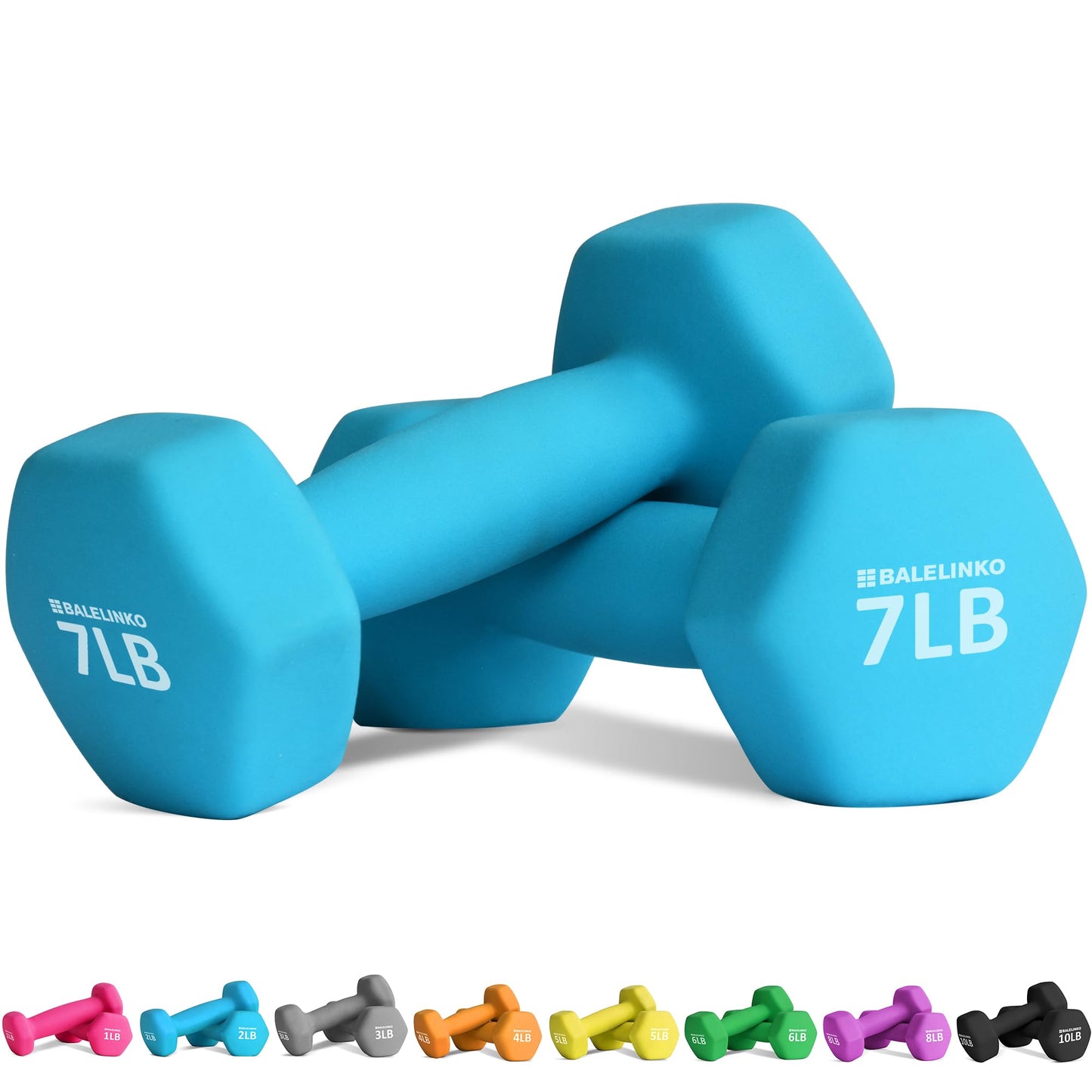 Balelinko Home Gym Equipment Workouts Strength Training Weight Loss Pilates Weights Yoga Sets Weights for Women, Men, Seniors and Youth, 7LB Blue, Pair