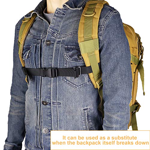 Adjustable Chest Strap Backpack Belt with Buckle - Black