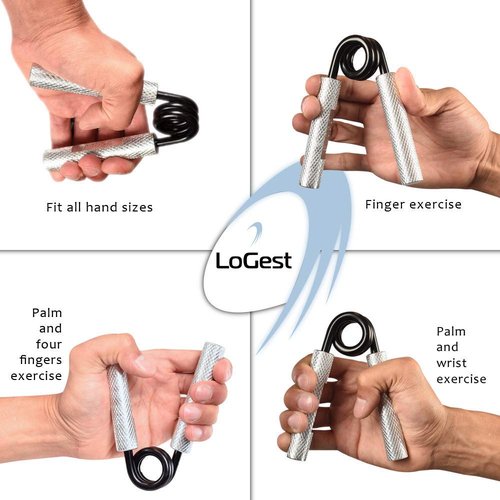 Logest Metal Hand Grip Strengthener 100LB-350LB No Slip Heavy-Duty Grip Strengthener with Gift Box, Great Wrist & Forearm Hand Exerciser, Home Gym, Hand Gripper Grip Strength Trainer (Silver - 300LB)