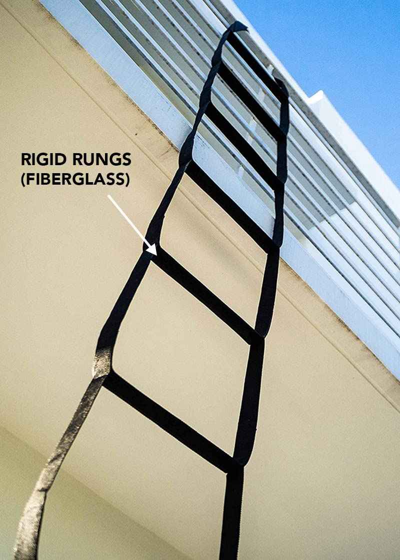 Rope Ladder 2-Story 13 ft | Rope Escape Ladder for Kids or Adults | Fire Escape Ladder for 2 Story Homes | Spring Hooks Incl. | Ultra Lightweight Compacr & Durable
