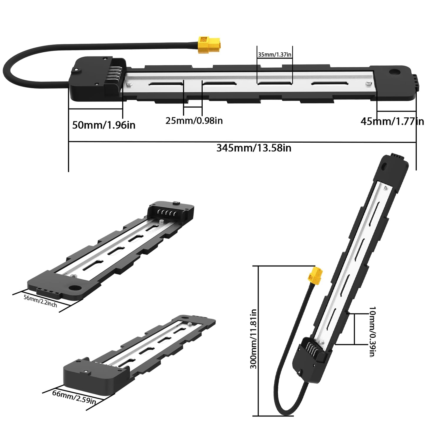YASCO Ebike Battery Base Bottom Holder for Electric Bike Battery Mounting Plate Bracket with Connector for Polly DP-5 6 7 9(5 PINS), Base No Controller Space