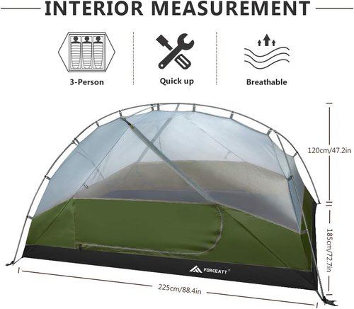 Forceatt Waterproof Camping Tent for 2-3 People | Lightweight, Windproof, 4-Season Design
