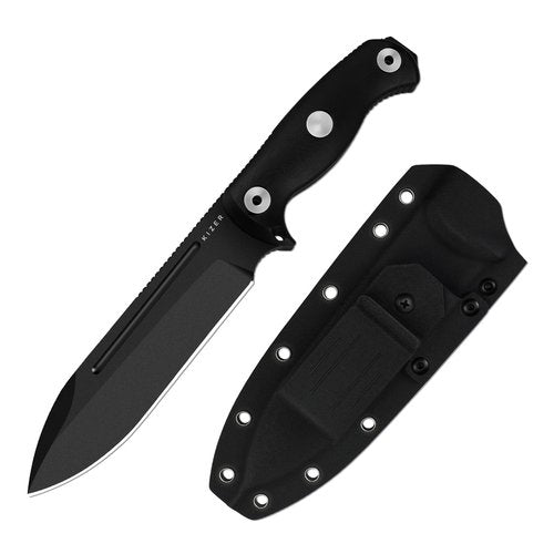 Kizer Drop Bear Fix 7 Fixed Blade Knife, 6.51" AEB-L Blade Hunting Knife with Green Micarta Handle & Hammer Pommel, Survival Knives with Sheath, Bushcraft Knives with Rotatable Clip, 1103A1