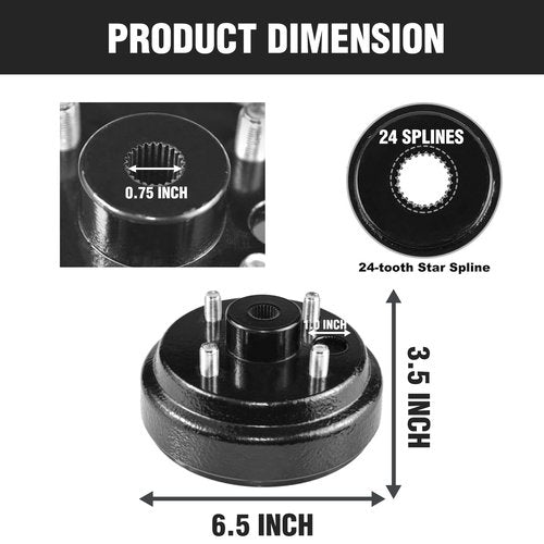 Shu-Ran Golf Cart Brake Drum/Hub Assembly Electric for EZGO TXT 1982-Up Models, Fit EZGO OEM Brake Drum Replaces OEM# 19186G1P, 1 Pack