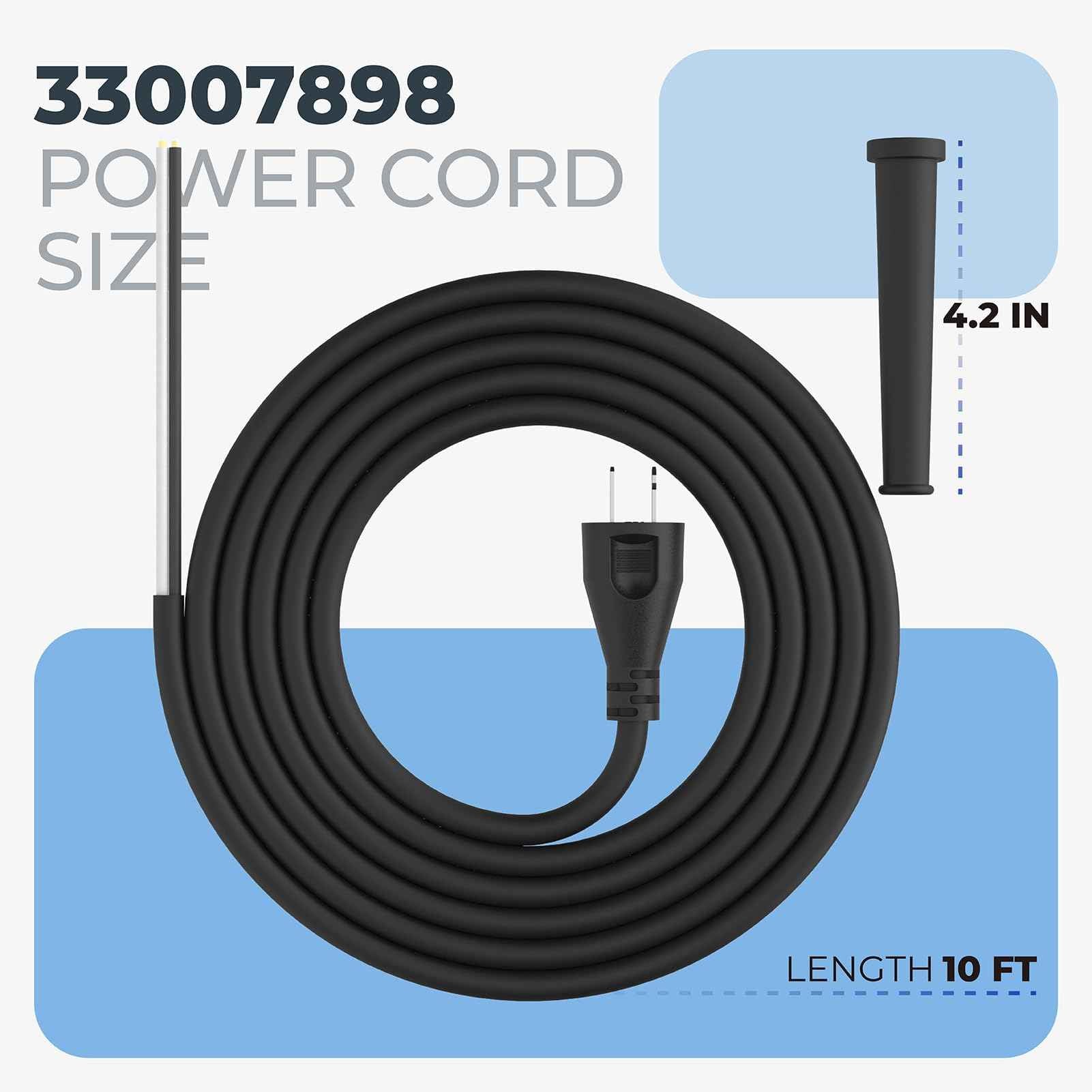 33007898 Power Cord compatible with DEWALT Miter Saw, Circular Saw, Polisher, Sander, Small Table Saw, 10ft 16 Gauge 2 Wire Power Cord for DW704 DW708 DW360 DW364 DWP849X DWP849 DW421