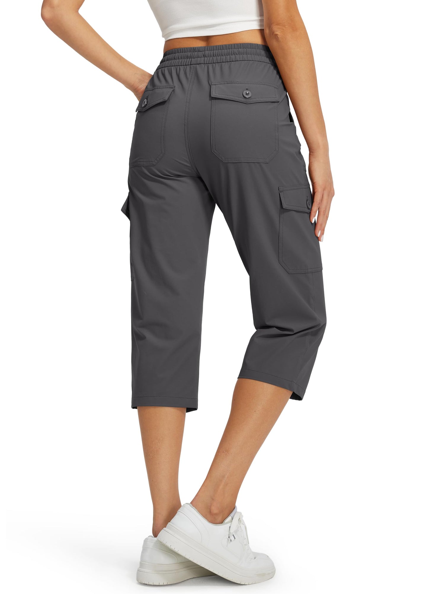 Libin Women's Capri Pants Cargo Capris Hiking Pants, Dark Gray M