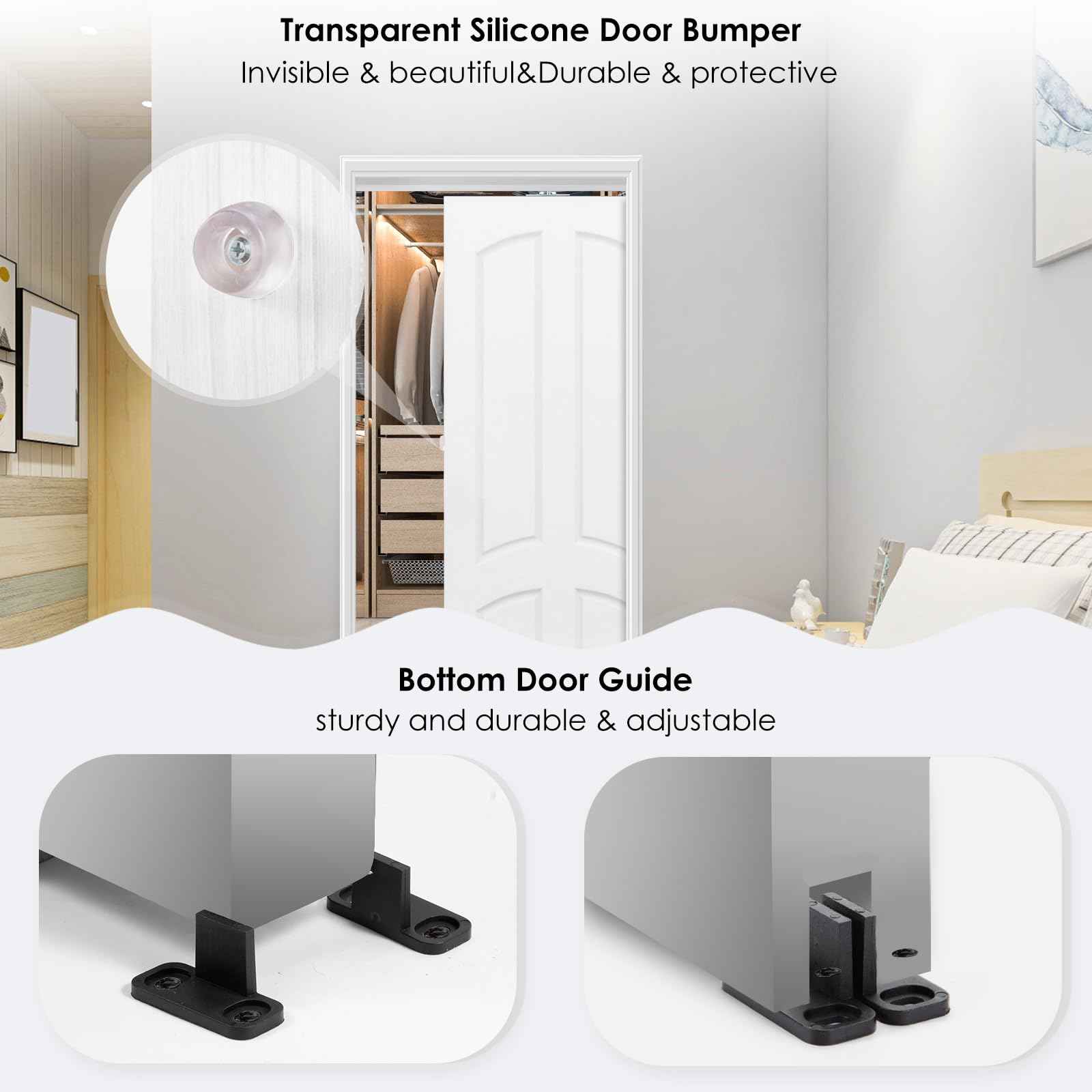 MaxxGeek 5FT/60in Sliding Pocket Door Hardware and Track Set,Soft Close Aluminum Box Sliding Door Rail Track Kit,Smoothly and Easy to Install,60" Track Kit for 23"-30" Wide Single Door