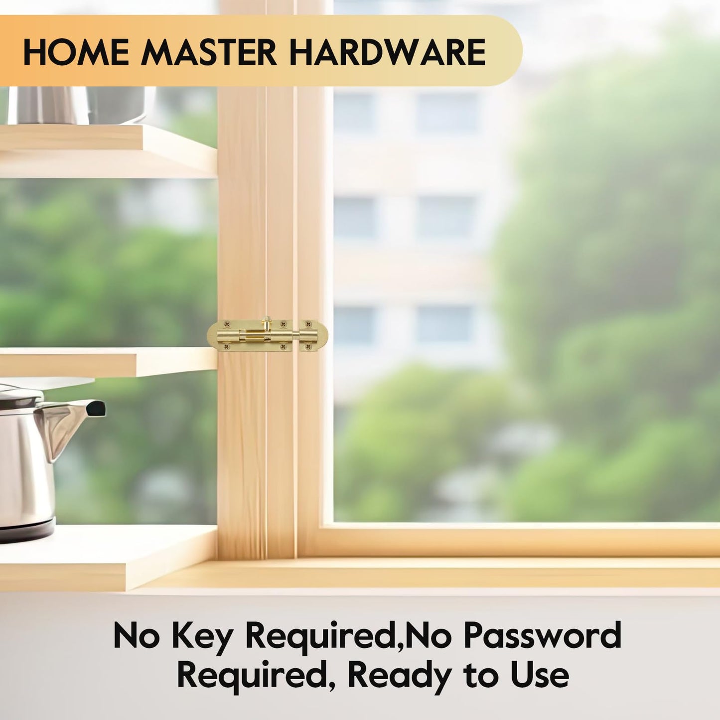 HOME MASTER HARDWARE 4 Pack Brass Plated Sliding Bolt Lock,3 in Barrel Bolt Latch for Door Chest Window Fence