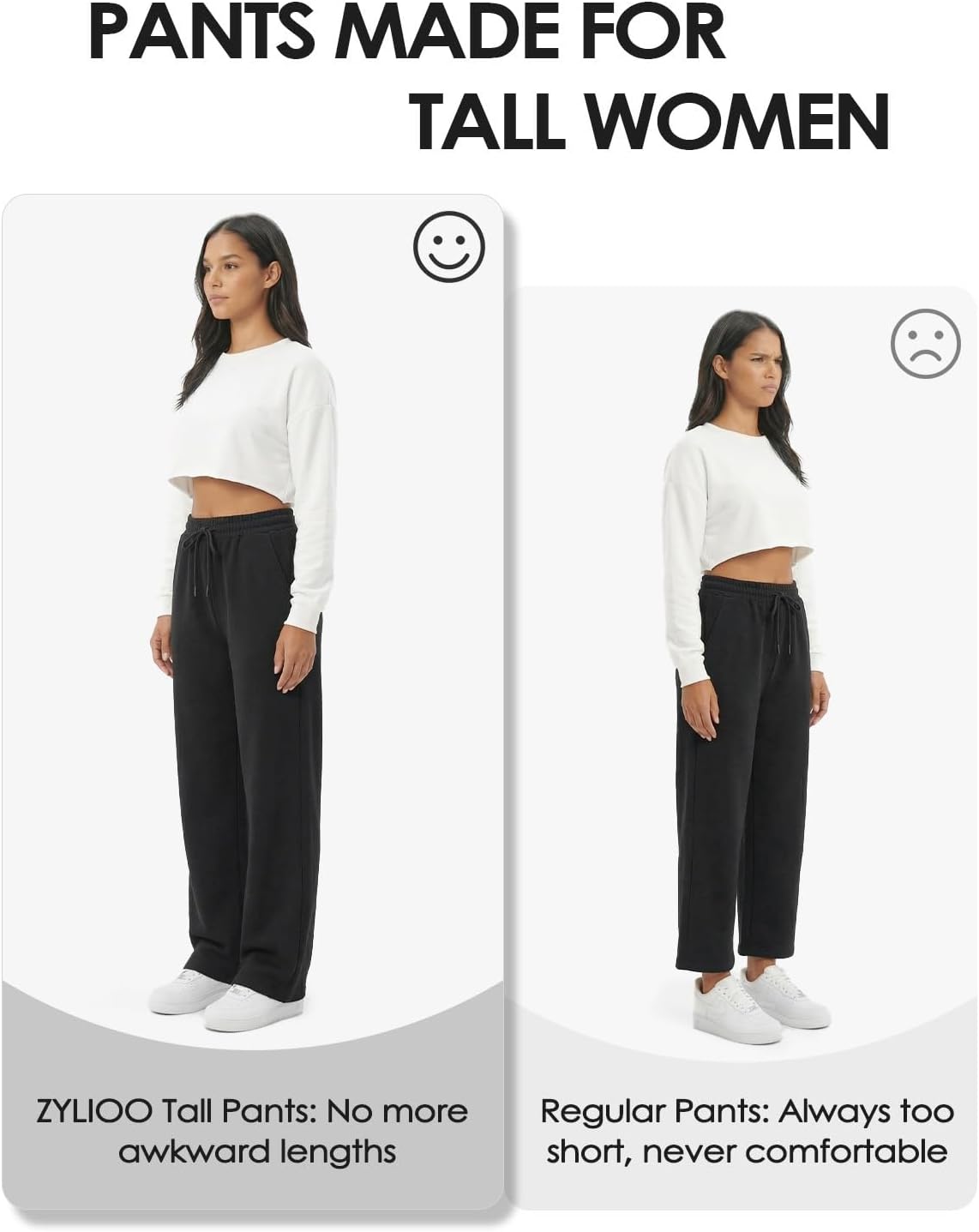 Zylioo Tall Women's Wide Leg Sweatpants - High Waist Casual Lounge Pants with Pockets | 32"/34" Inseam