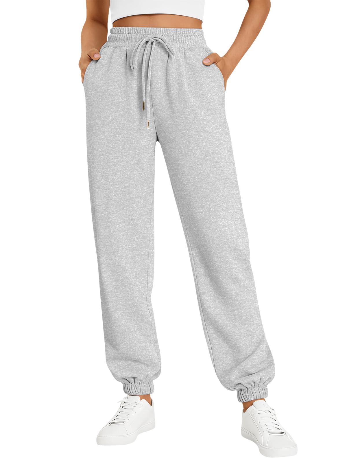 Trendy Queen Women's Sweatpants Athletic Joggers Baggy Pants Lounge Bottom 2026 Fall Fashion with Pockets Grey L
