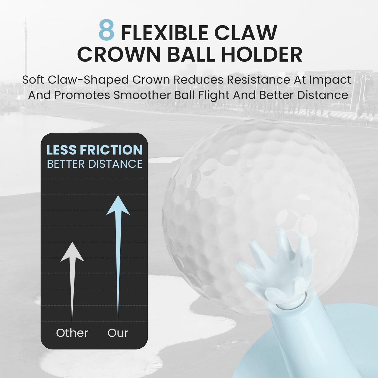 Amy Sport Golf Rubber Tee Adjustable Value 3 or 6 Pack, Unbreakable Durable Tee for Mat Driving Range Indoor Simulator, Adjustable Height from 2.1" to 2.9" (White-6 Pack)