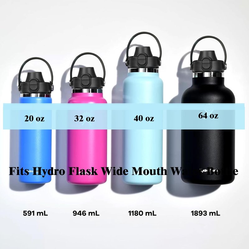 SYACOT Auto Spout Lid for Hydro Flask Wide Mouth Water Bottles, Replacement Top Spout Lid for HydroFlask Wide Mouth 12 oz 32 oz 40 oz, Chug Cap with Flexible Handle,Big Nozzle